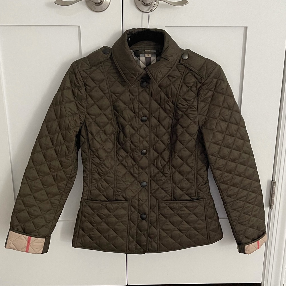 Burberry Quilted Jacket in Olive Green